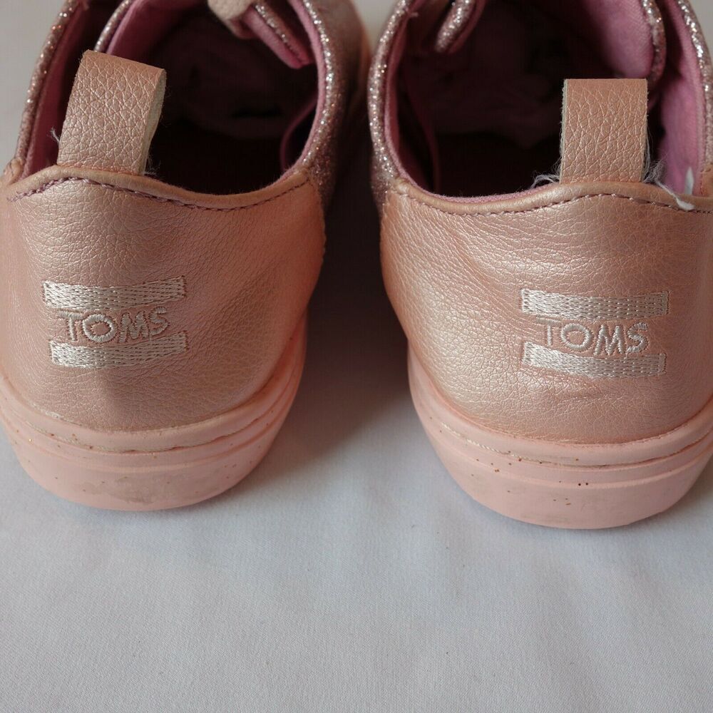 TOMS Pink Sparkle Lenny Lace Up Shoe Sneaker Youth Size 5 - Picture 7 of 7